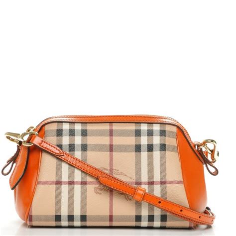 BURBERRY Haymarket Check Mini Blaze Crossbody Bag Burnt 